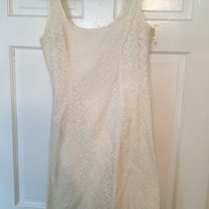 White floral lace Aqua mini dress